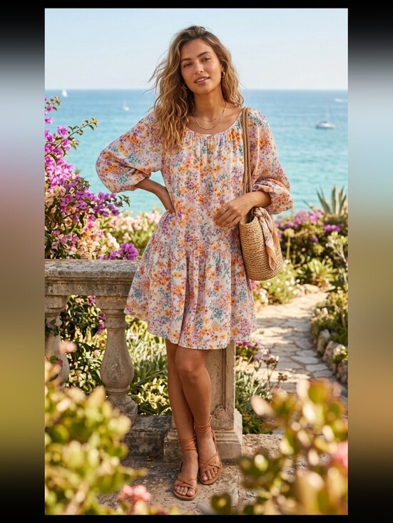 H&M Dresses & Skirts - H&M Airy Floral Flowy Long Sleeve Bohemian Babydoll Dress, size Medium